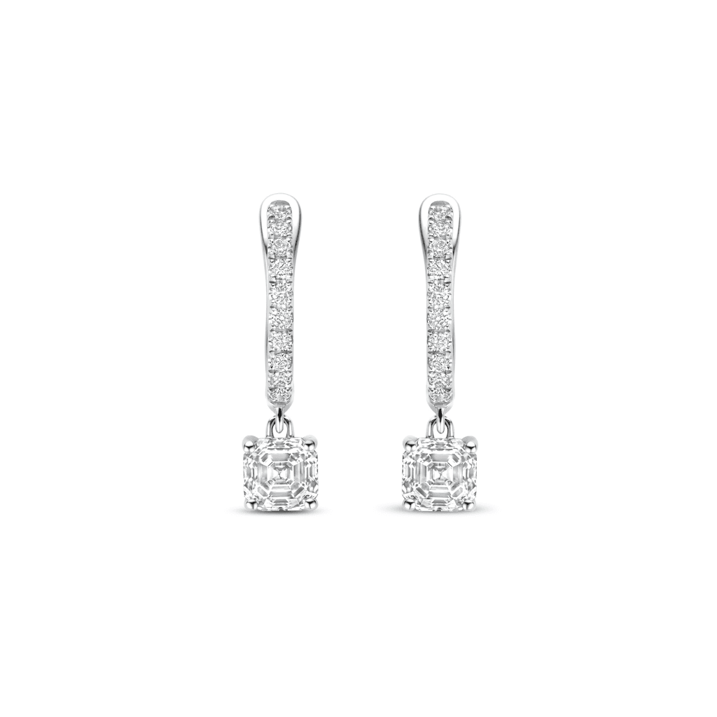 Royal Asscher Rose oorsieraad witgoud met diamant - E.222.RAC.18WG.13 GIA - #3