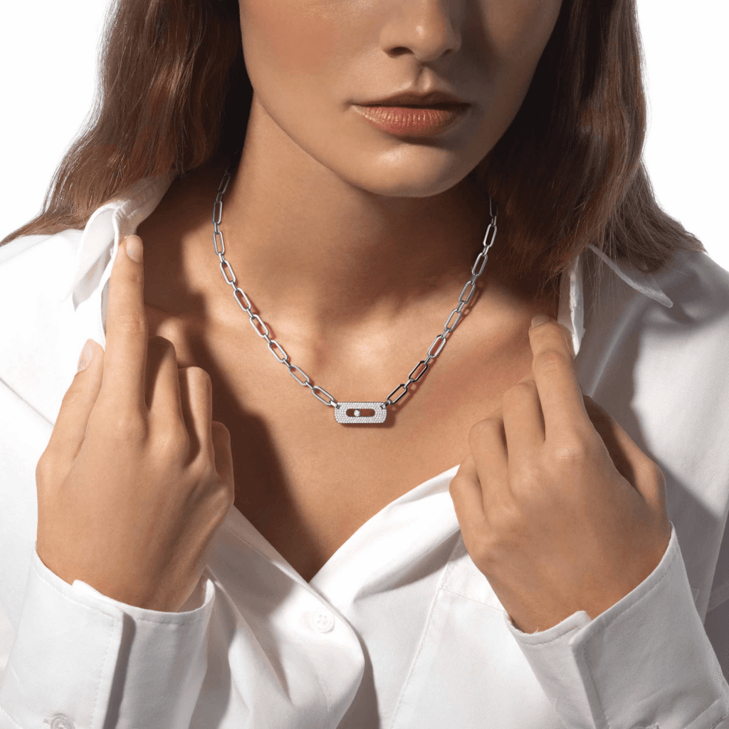 Messika Move Link collier witgoud met diamant - 12095-WG - #2