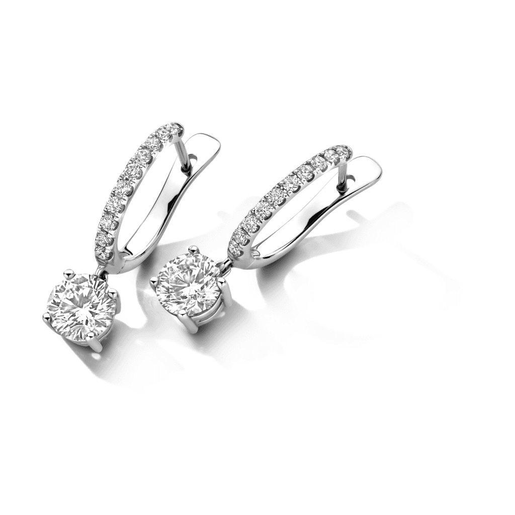 Royal Asscher Rose oorsieraad witgoud met diamant - E.222.RAB.18WG.1 GIA - #5