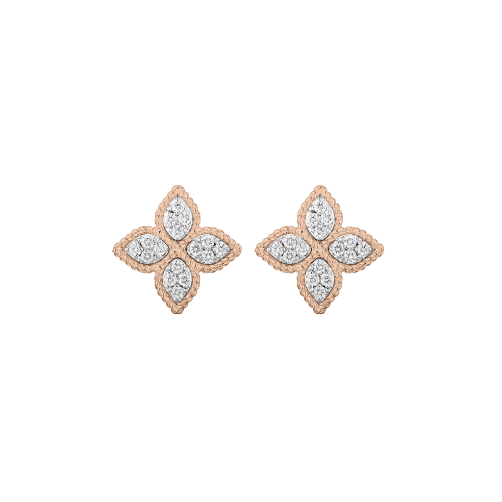 Roberto Coin Princess Flower oorsieraad roodgoud met diamant - ADR777EA0639 - #1