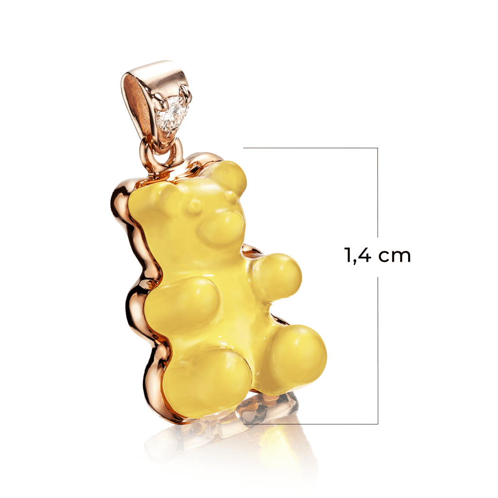 Gemmy Bear Colours hanger roodgoud met diamant - Gb geel opaal - #2