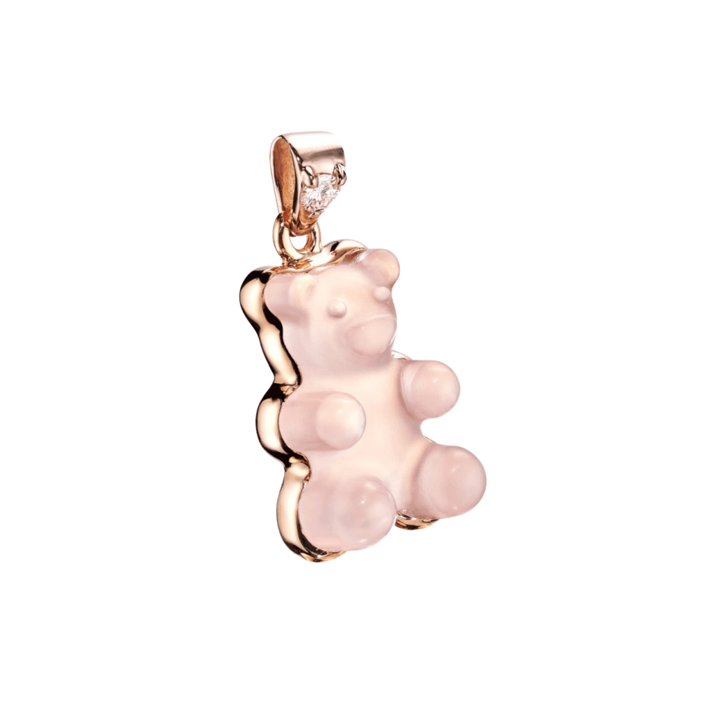 Gemmy Bear Colours hanger roodgoud met diamant - Gb rozenkwarts - #1