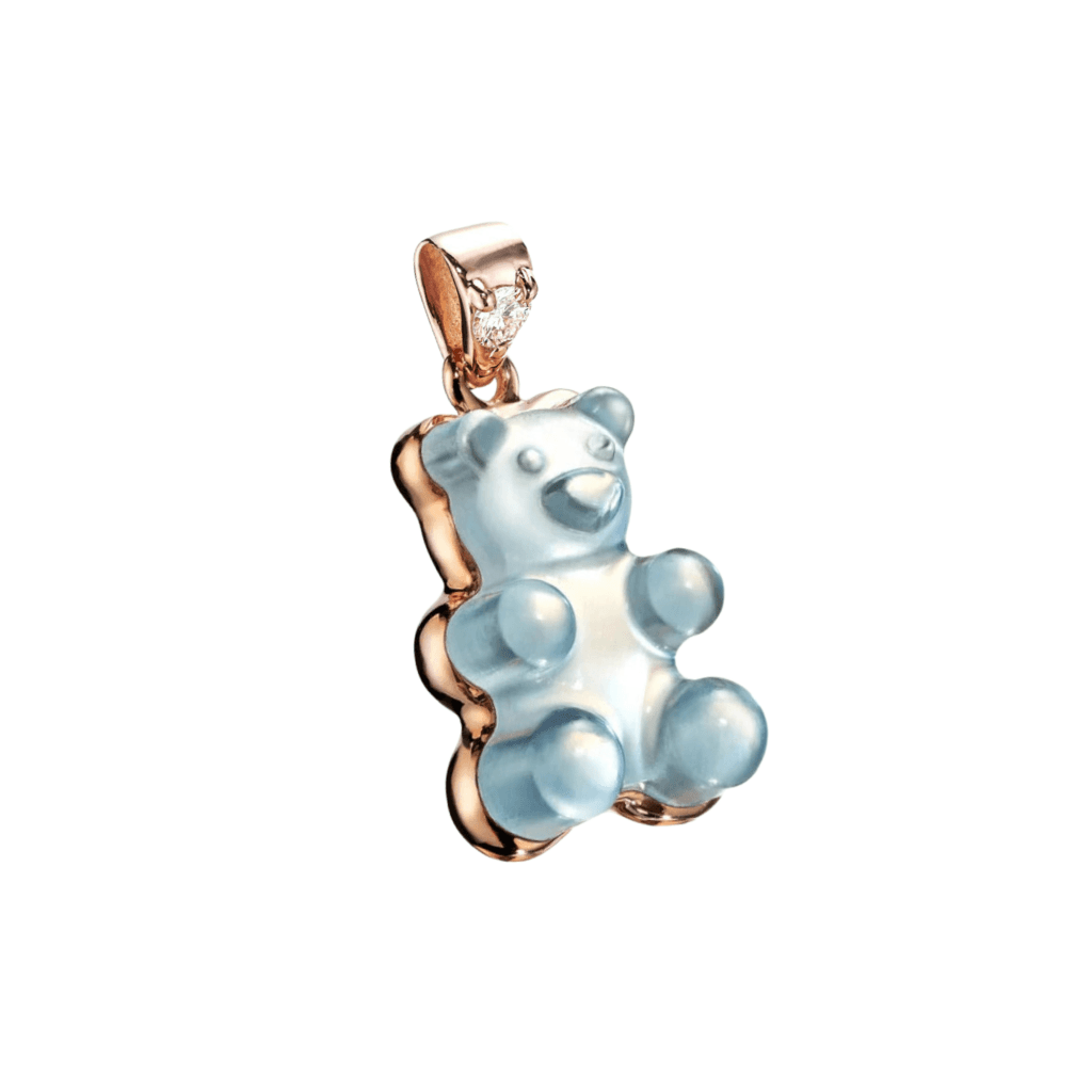 Gemmy Bear Colours hanger roodgoud met diamant - Gb topaas - #1