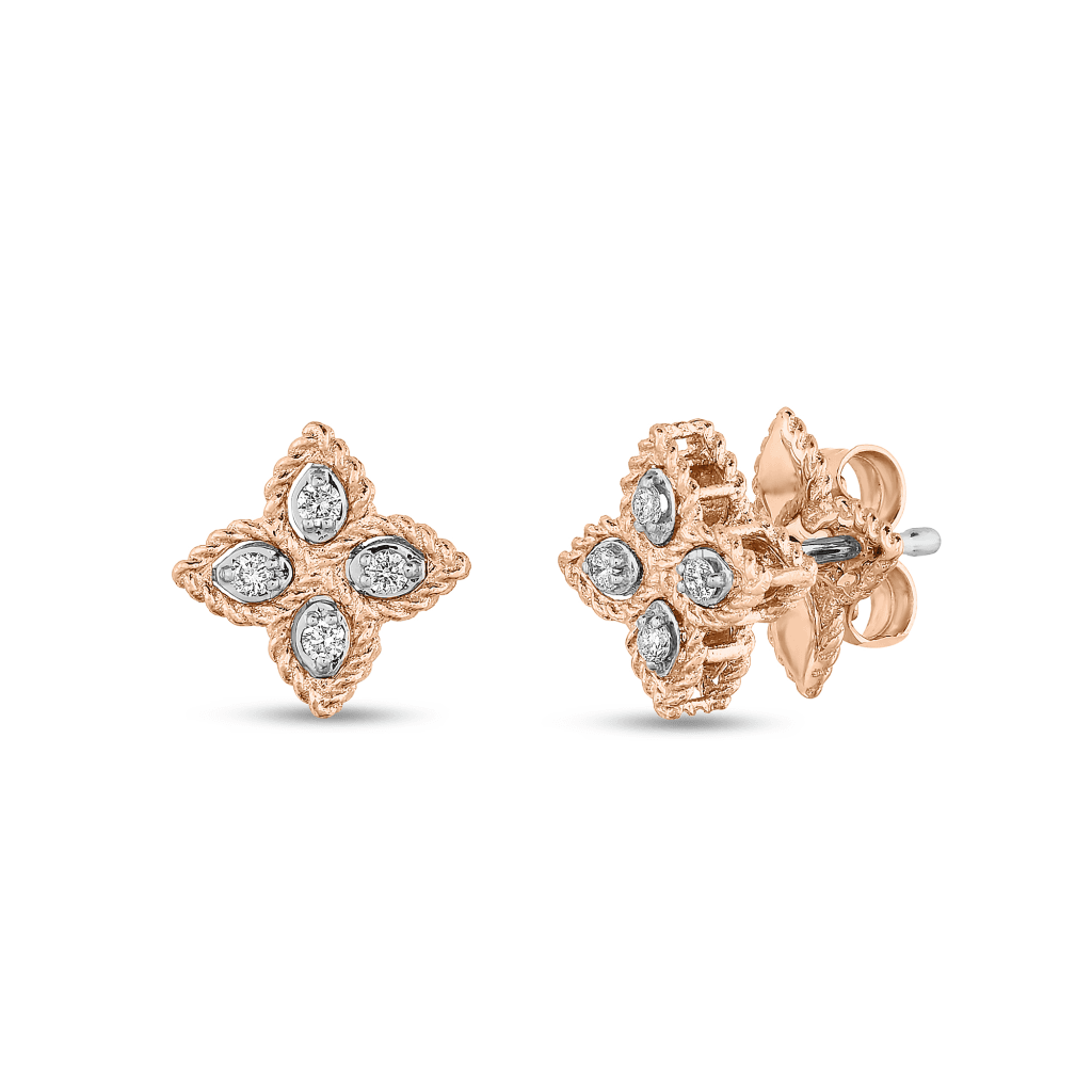 Roberto Coin Princess Flower oorsieraad roodgoud met diamant - ADR777EA0641 - #5
