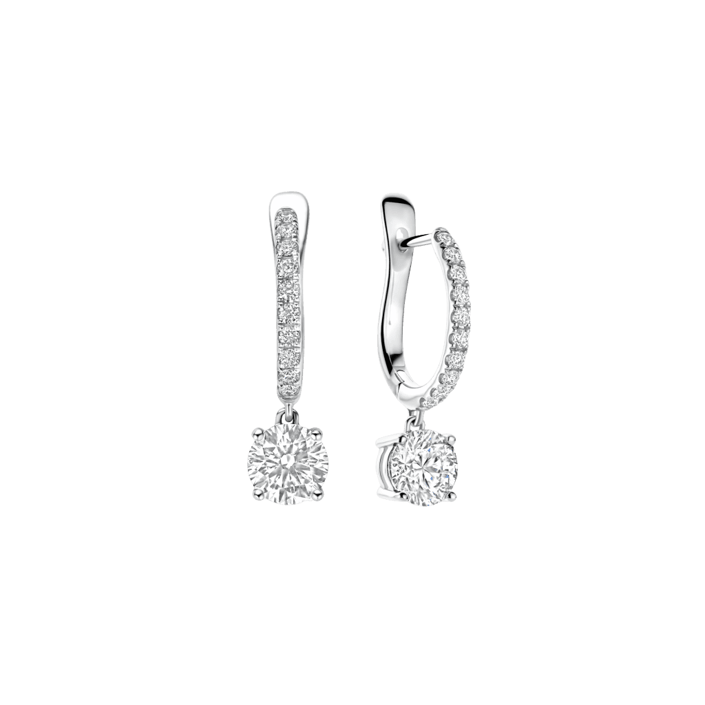 Royal Asscher Rose oorsieraad witgoud met diamant - E.222.RAB.18WG.1 GIA - #1