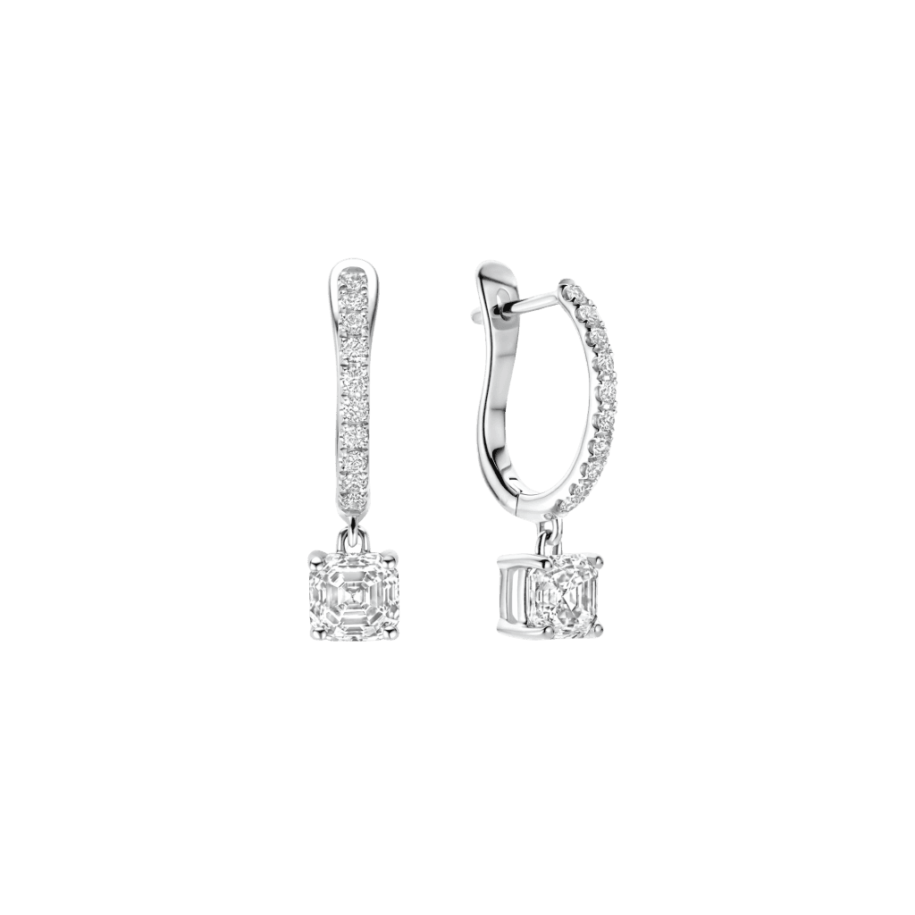 Royal Asscher Rose oorsieraad witgoud met diamant - E.222.RAC.18WG.13 GIA - #1