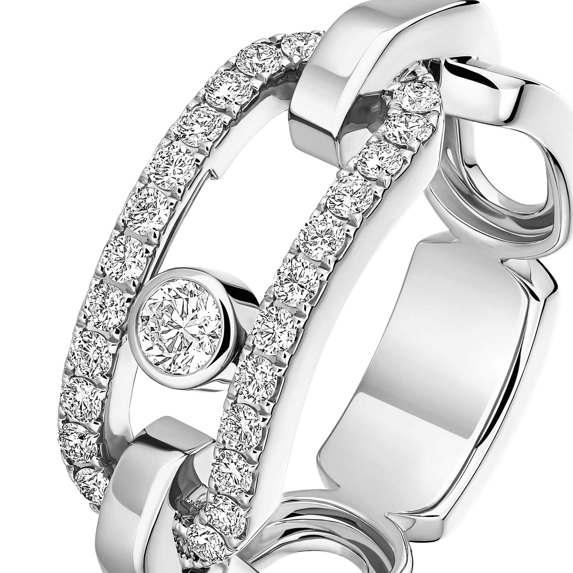 Messika Move Link ring witgoud met diamant - 12728-WG - #4