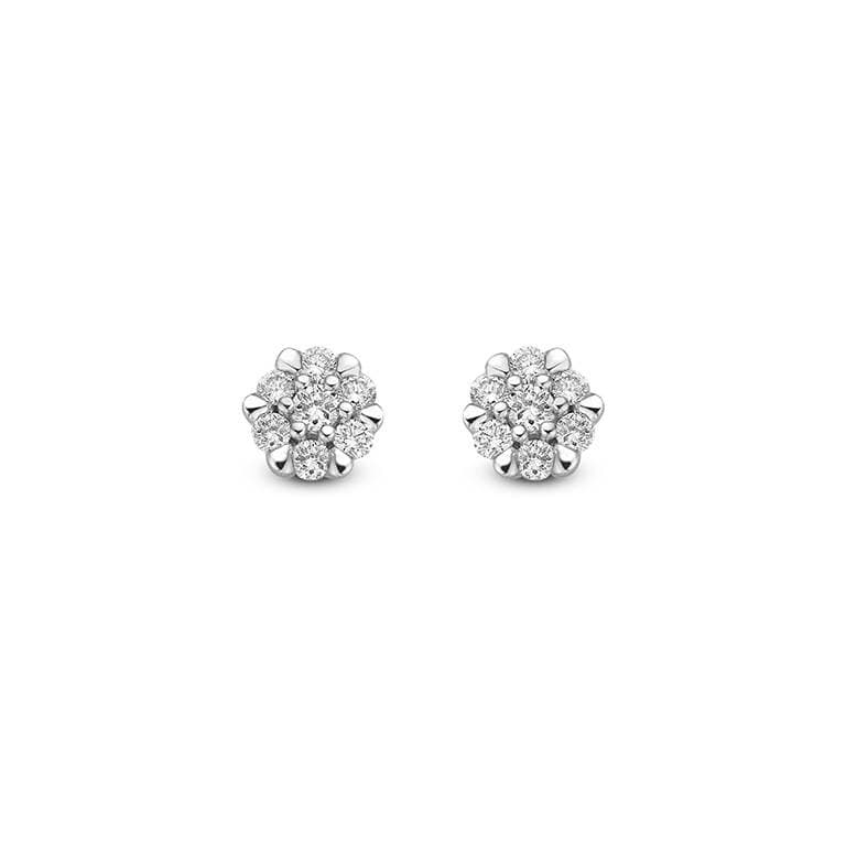 witgoud entourage oorknoppen met diamant Schaap en Citroen Diamonds - #1
