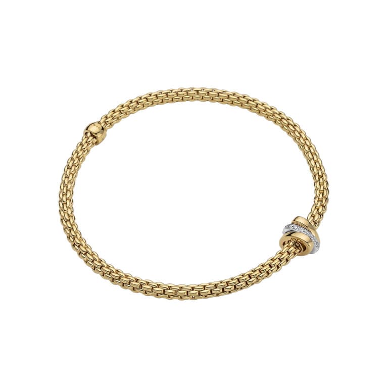 Fope Prima flexibele armband geel/wit goud met diamant - 74408BX_BB_G_GBG_00L - #1
