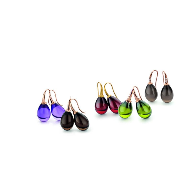 roodgoud oorhangers met Kwarts Schaap en Citroen Colours - #2