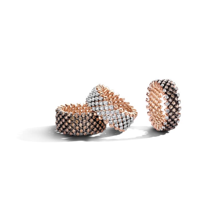 Serafino Consoli Brevetto middel half multi size 7rij flexibele ring rosé/wit goud met diamant - RMS7MH2RWGWD - #2