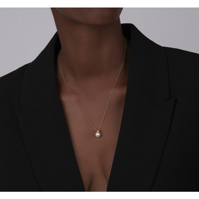 roodgoud collier met hanger entourage met diamant Schaap en Citroen Pearls - #2