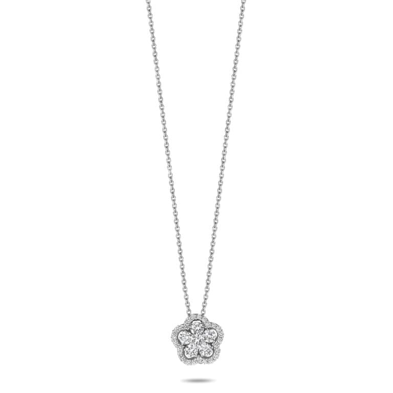 witgoud collier met hanger entourage met diamant Schaap en Citroen Diamonds - #4