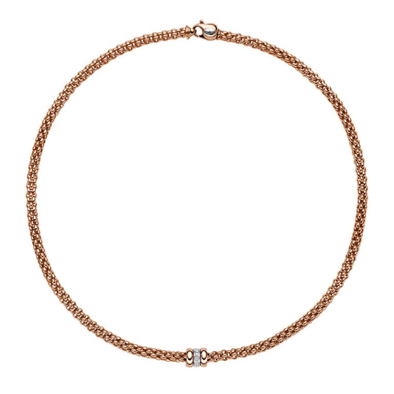 Fope Solo collier rosé/wit goud met diamant - undefined - #1