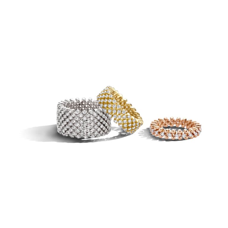 Serafino Consoli Brevetto multi size 5rij flexibele ring geelgoud met diamant - RMS5F2YGWD - #2