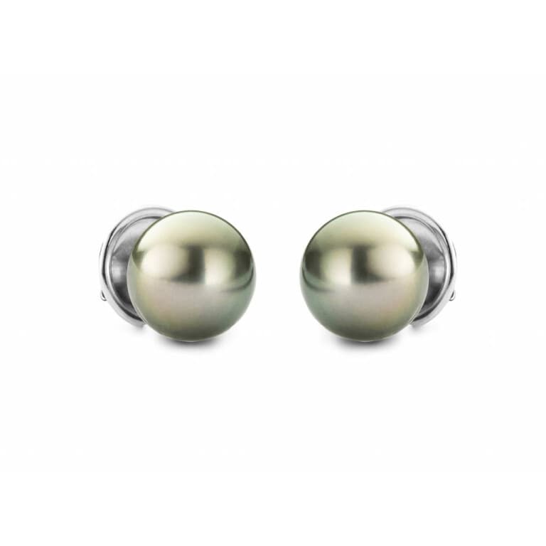 witgoud parel oorknoppen Schaap en Citroen Pearls - #1