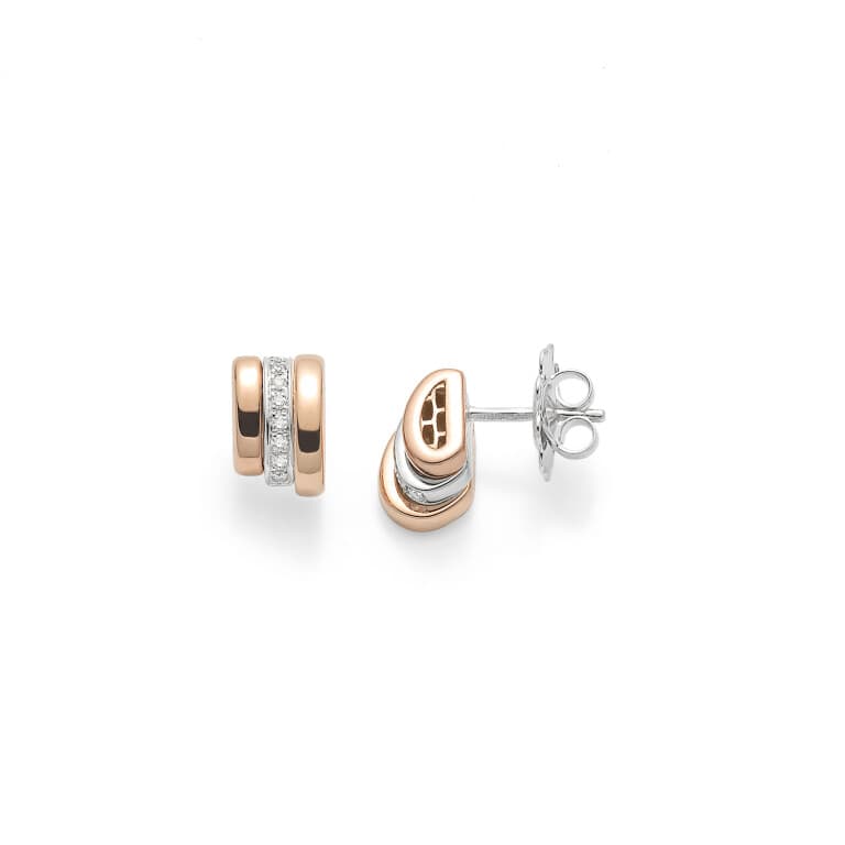 Fope Prima oorknoppen rosé/wit goud met diamant - 74408OX_BB_R_RBR_000 - #1