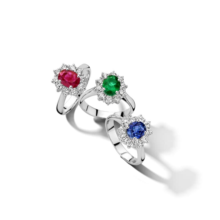 witgoud entourage ring met diamant SC Highlights Colours - #2