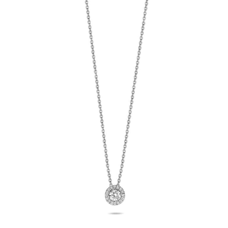 witgoud collier met hanger entourage met diamant Schaap en Citroen Diamonds - #1