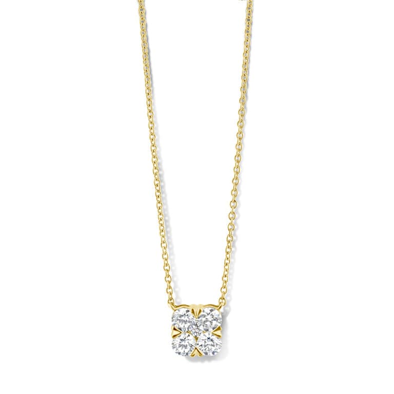 geelgoud collier met hanger entourage met diamant Schaap en Citroen Diamonds - #2