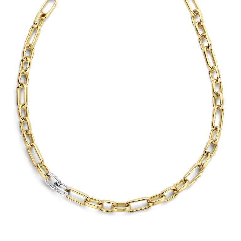 geel/wit goud schakel collier met diamant SC Highlights Diamonds - #2