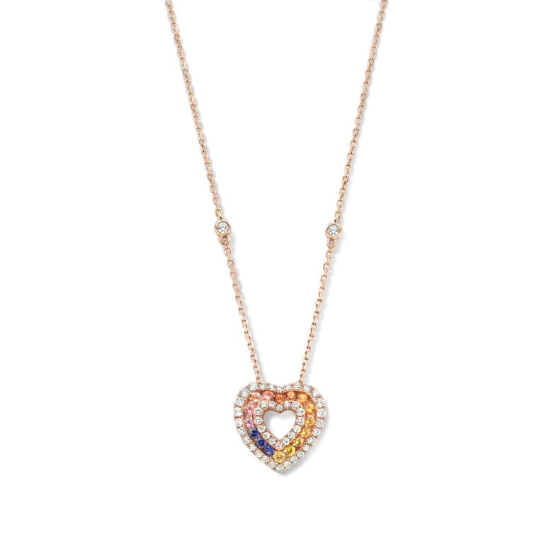 roodgoud collier met hanger met diamant Schaap en Citroen Colours rainbow - #1