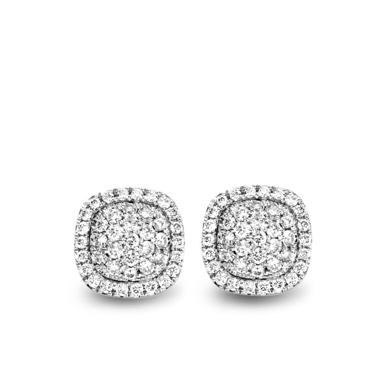 Tirisi Jewelry Milano Sweeties entourage oorknoppen witgoud met diamant - TE9235DW - #2