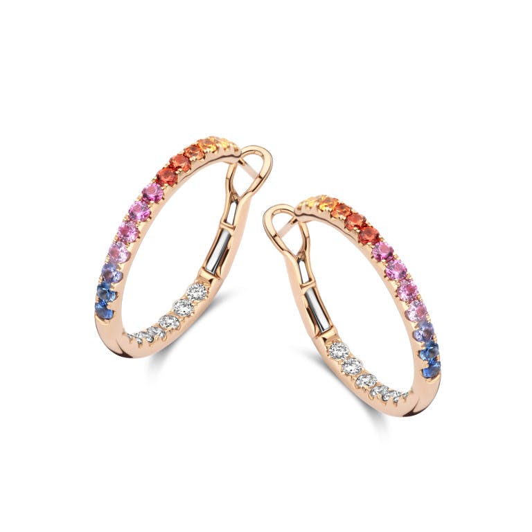 roodgoud oorringen met diamant Schaap en Citroen Colours Rainbow