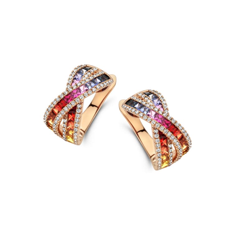roodgoud oorringen met diamant SC Highlights Colours rainbow - #1
