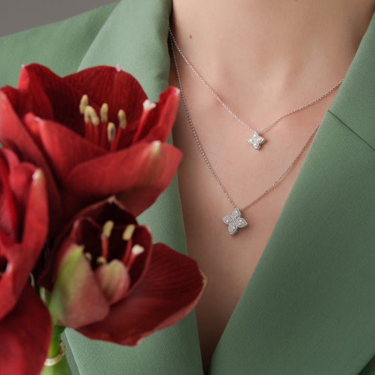 Roberto Coin Princess Flower collier met hanger witgoud met diamant - undefined - #3