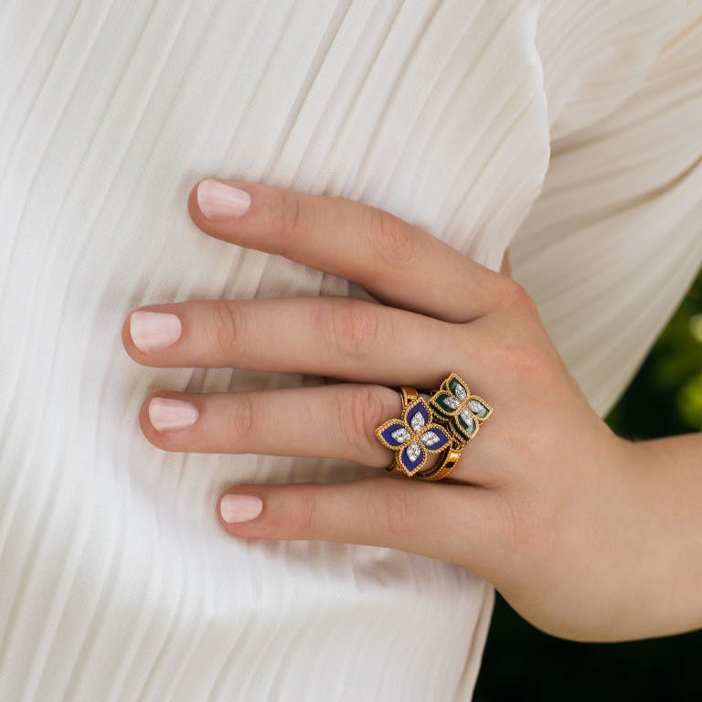 Roberto Coin Princess Flower ring rosé/wit goud met diamant - undefined - #3