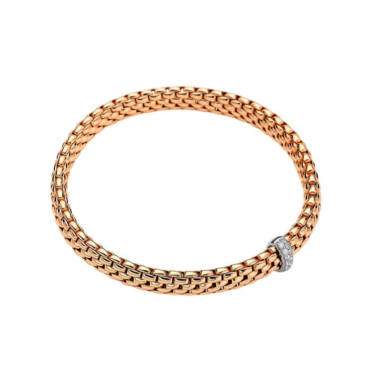 Fope Vendome flexibele armband rosé/wit goud met diamant