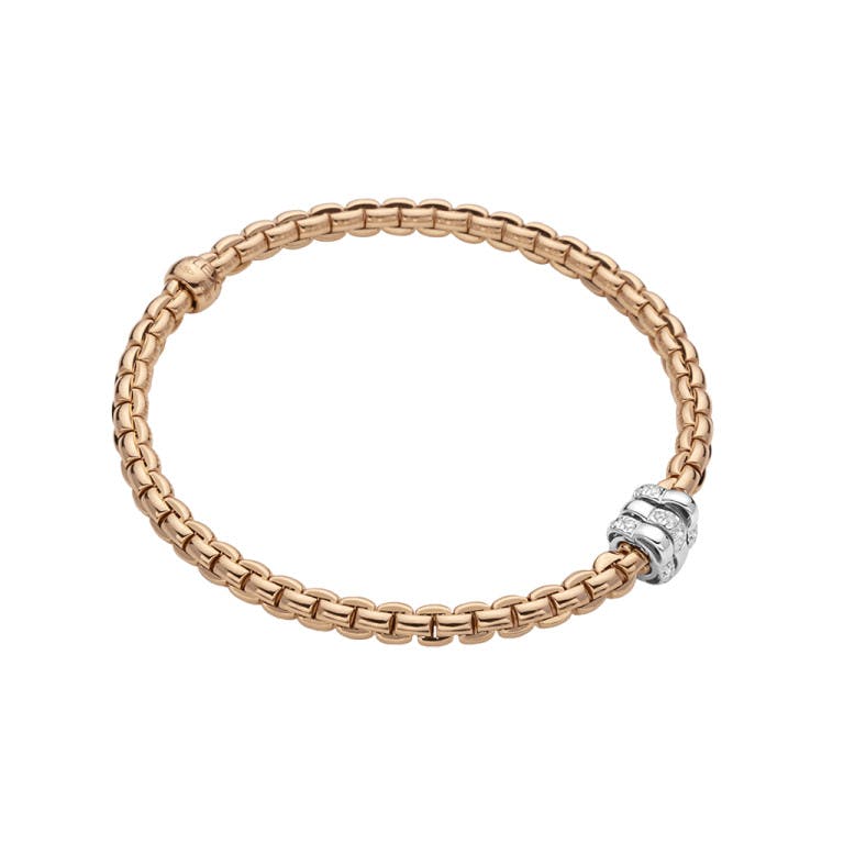Fope Eka flexibele armband rosé/wit goud met diamant