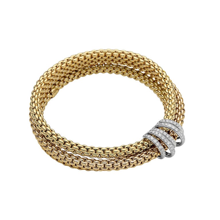 Fope Mialuce flexibele armband geel/wit goud met diamant