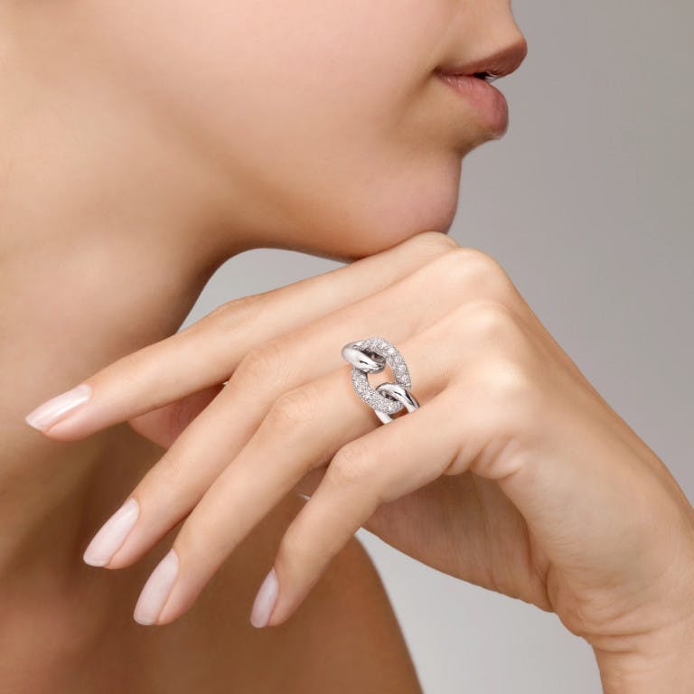 Pomellato Catene gourmette ring witgoud met diamant - undefined - #2
