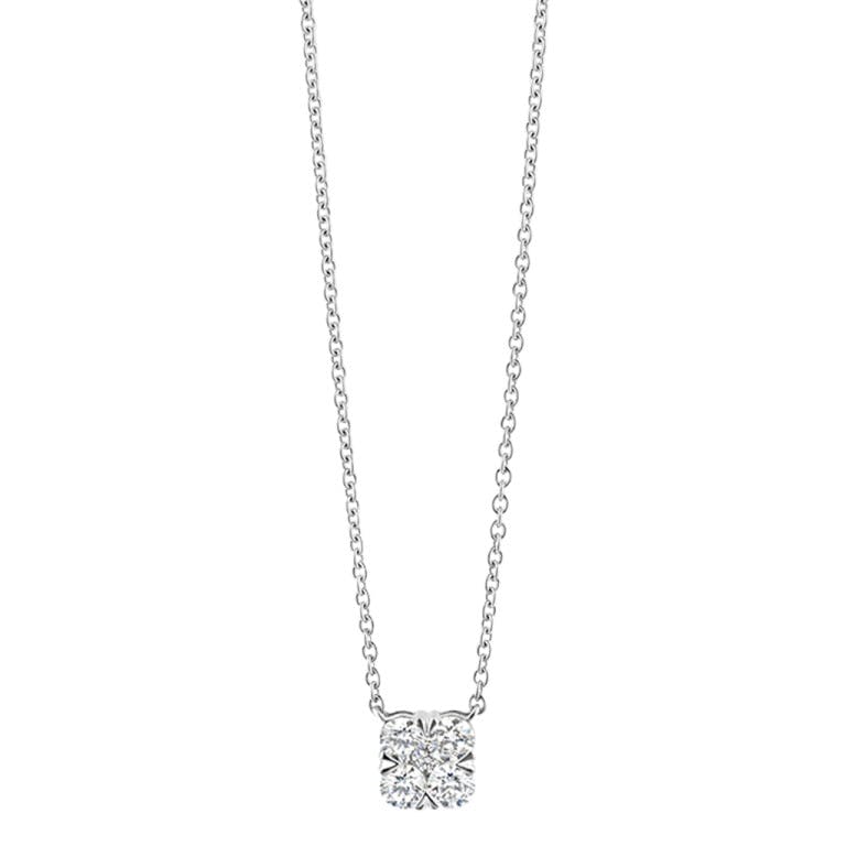 witgoud collier met hanger entourage met diamant Schaap en Citroen Diamonds - #1