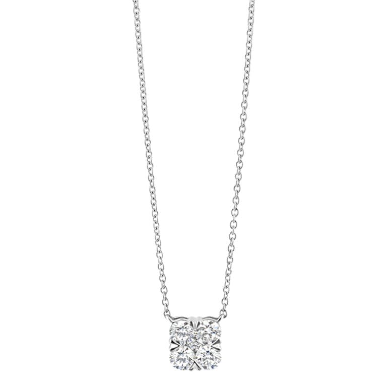 witgoud collier met hanger entourage met diamant Schaap en Citroen Diamonds