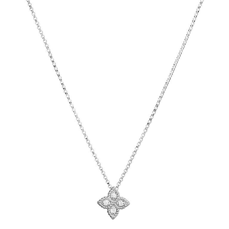 Roberto Coin Princess Flower collier met hanger witgoud met diamant - undefined - #1