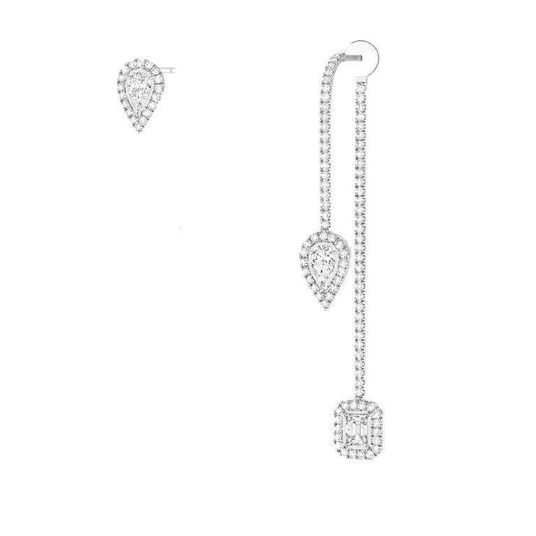 Messika My twin Hook and Stud oorknoppen witgoud met diamant - undefined - #1