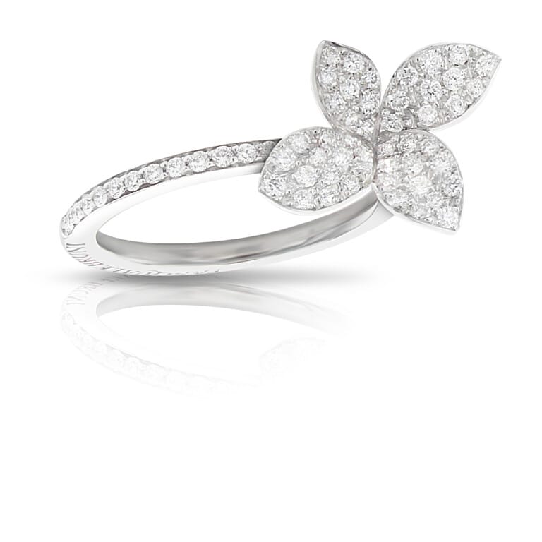 Pasquale Bruni Petit Garden blaadje pave pave_ring witgoud met diamant - 15381B