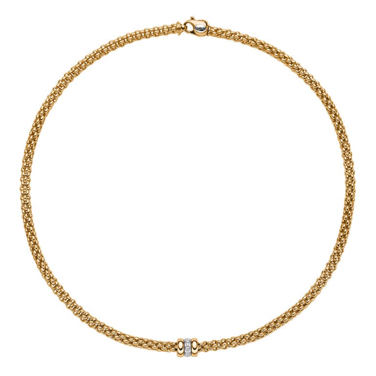 Fope Flex'it Solo collier geel/wit goud met diamant - 621C BBR