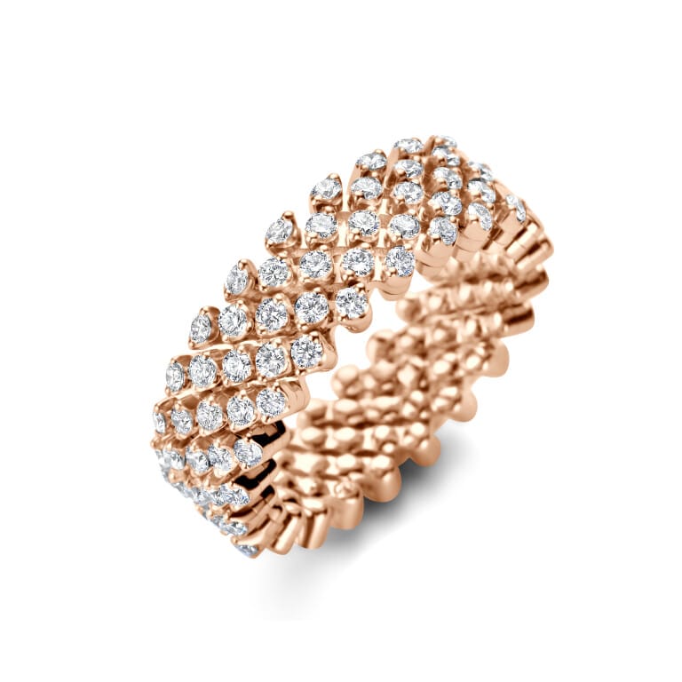 Serafino Consoli Brevetto half gezet multi size 5rij flexibele ring roodgoud met diamant - RMS5H2RGWD
