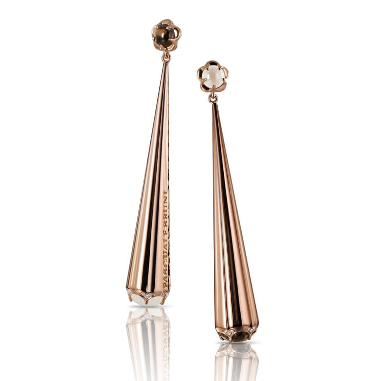 Pasquale Bruni Bon Ton rookkwarts/melkkwarts/parelmoer oorhangers roodgoud met diamant - 14764R