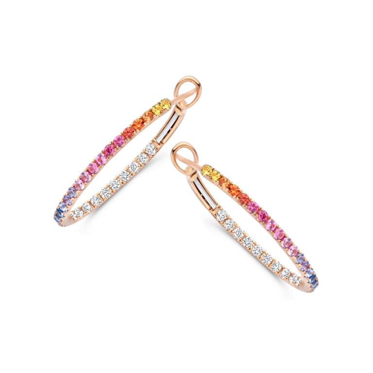 roodgoud oorringen met diamant Schaap en Citroen Colours rainbow