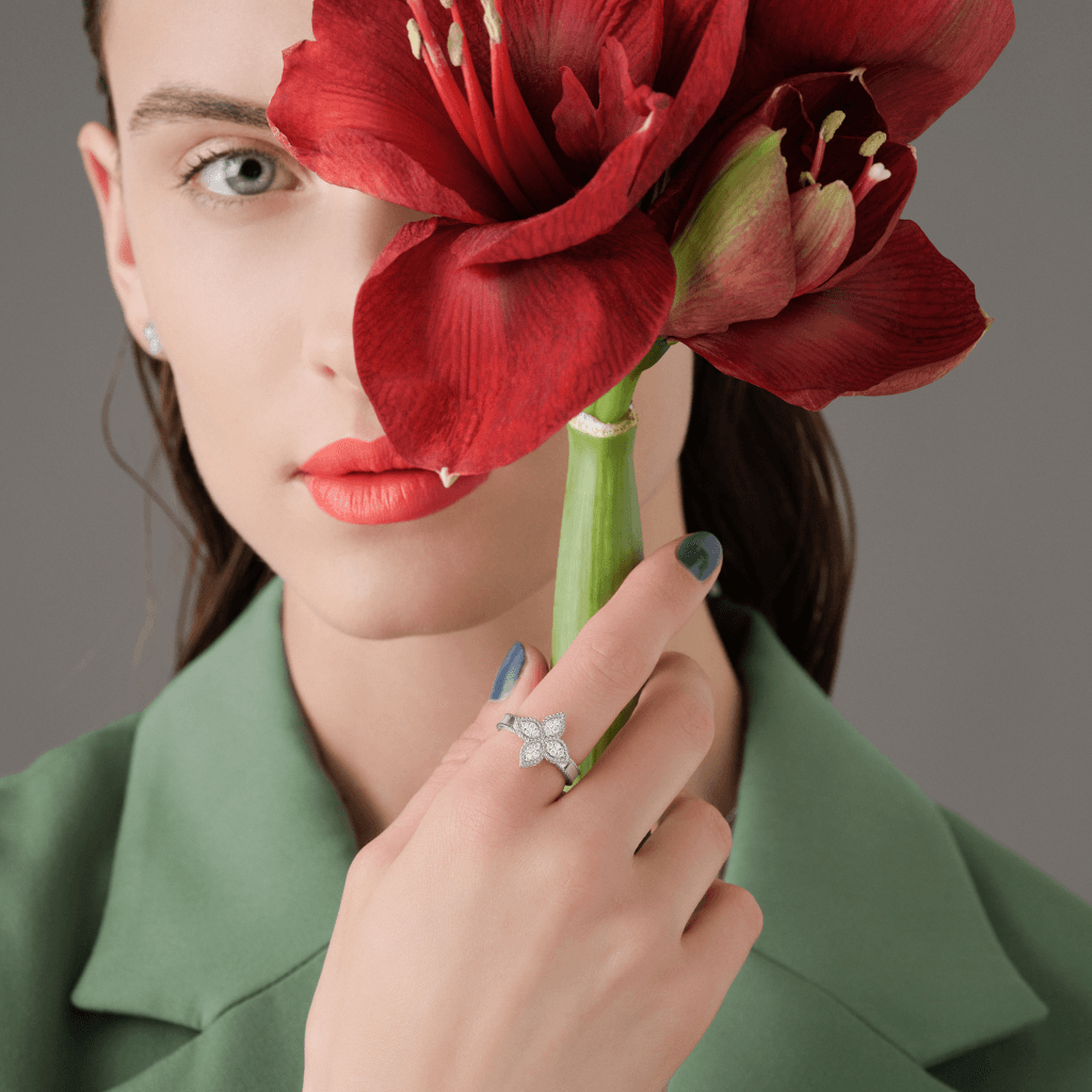 Roberto Coin Princess Flower ring witgoud met diamant - ADR777RI0639 - #5 Roberto Coin Princess Flower ring witgoud met diamant - ADR777RI0639 - #5