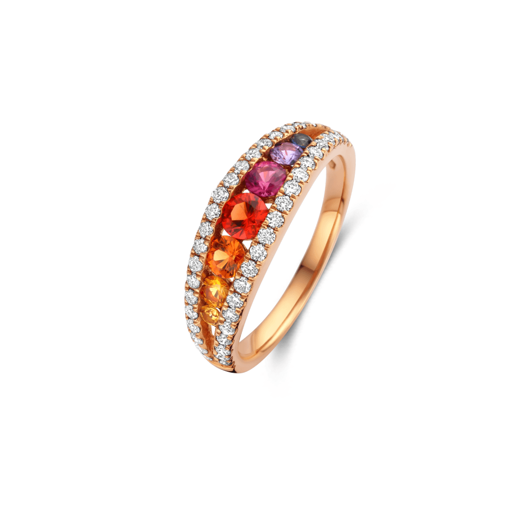 Schaap en Citroen Colours Rainbow ring roodgoud met saffier - #2 Schaap en Citroen Colours Rainbow ring roodgoud met saffier - #2