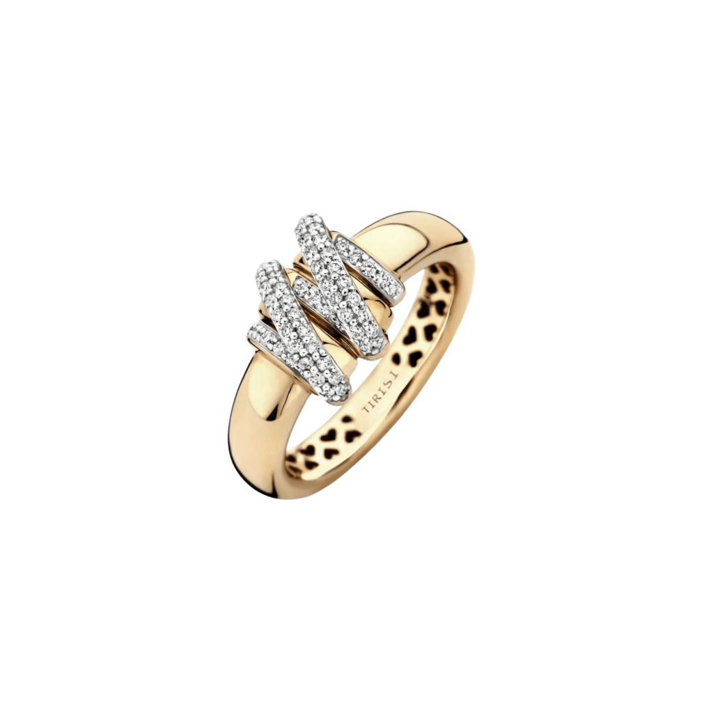 Tirisi Jewelry Amsterdam Swirl ring geelgoud met diamant - TR1231D(2T) - #1 Tirisi Jewelry Amsterdam Swirl ring geelgoud met diamant - TR1231D(2T) - #1