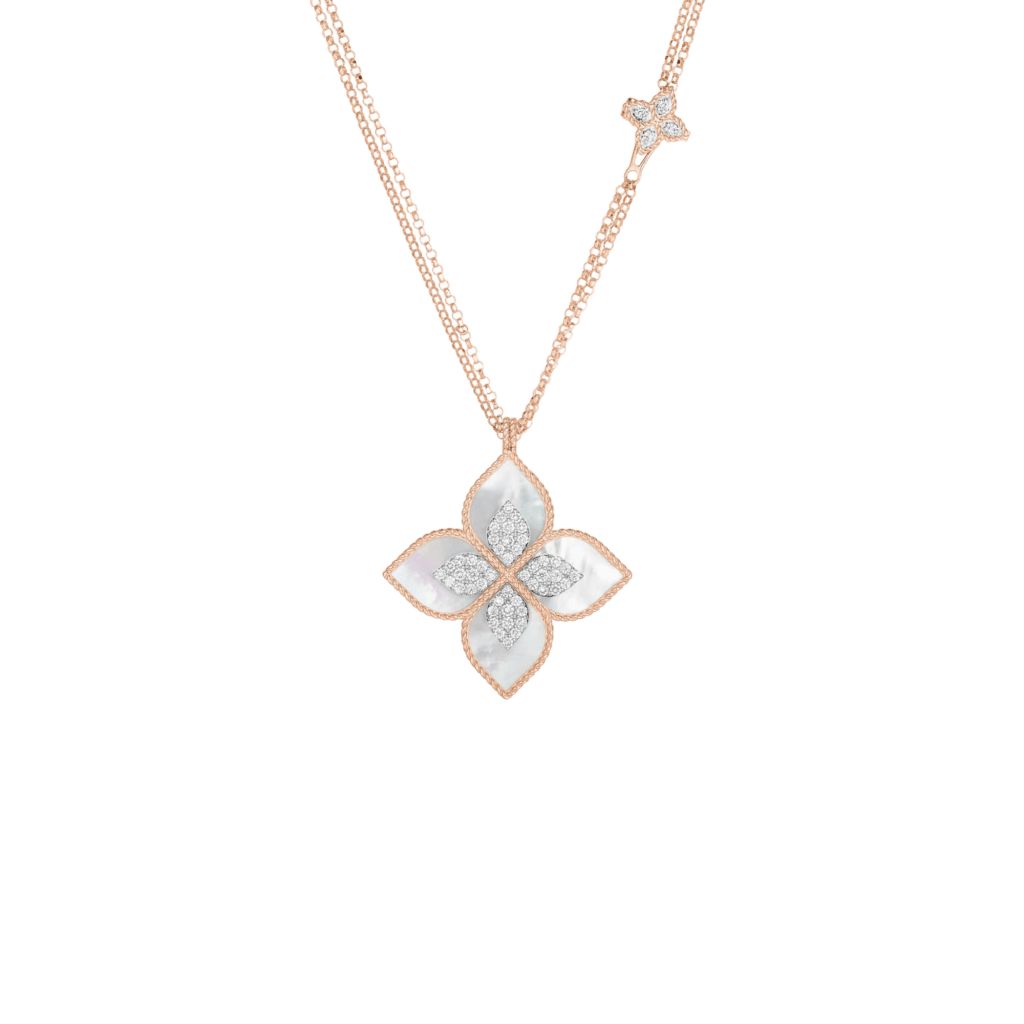 Roberto Coin Princess Flower collier roodgoud met diamant - ADV888CL1838_852 - #1 Roberto Coin Princess Flower collier roodgoud met diamant - ADV888CL1838_852 - #1