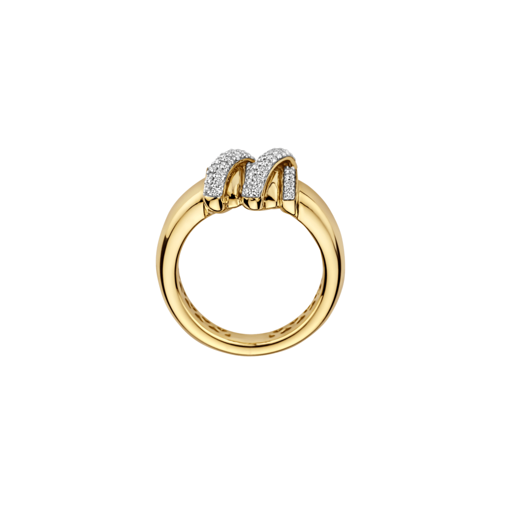 Tirisi Jewelry Amsterdam Swirl ring geelgoud met diamant - TR1232D(2T) - #3 Tirisi Jewelry Amsterdam Swirl ring geelgoud met diamant - TR1232D(2T) - #3