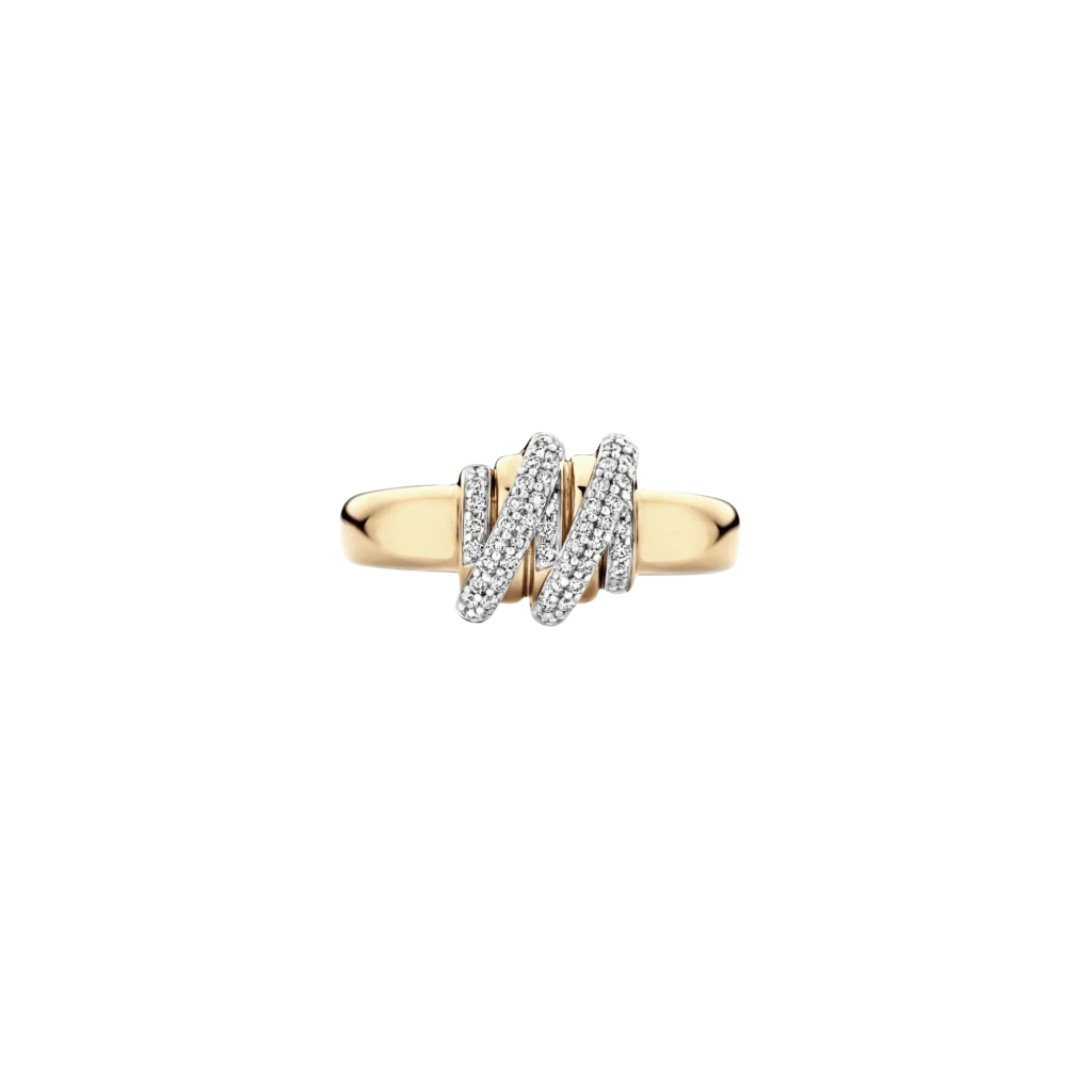 Tirisi Jewelry Amsterdam Swirl ring geelgoud met diamant - TR1231D(2T) - #2 Tirisi Jewelry Amsterdam Swirl ring geelgoud met diamant - TR1231D(2T) - #2